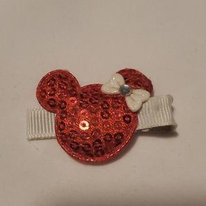 NEW RED/CREAM MOUSE EARS HAIR CLIPPY